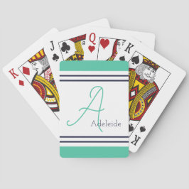 Green & Nave Blue Streifen Personalisiert Spielkarten
