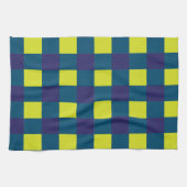 Green Navy Blue Checkerboard Geschirrtuch (Horizontal)