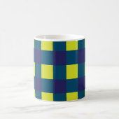 Green Navy Blue Checkerboard Kaffeetasse (Mittel)