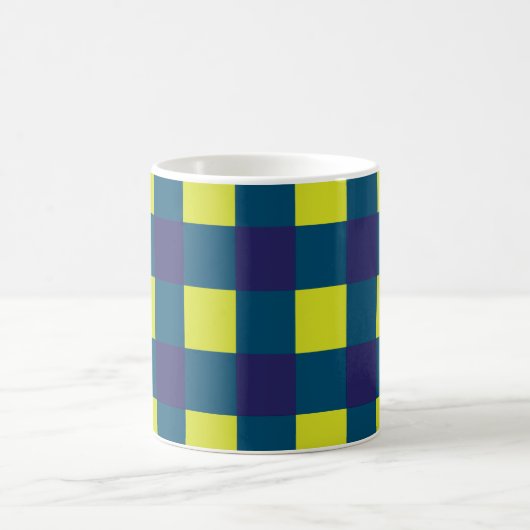 Green Navy Blue Checkerboard Kaffeetasse (Mittel)