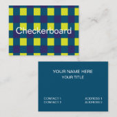 Green Navy Blue Checkerboard Visitenkarte (Vorne/Hinten)
