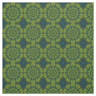 Green Navy Blue Modern Ethnic Textile Tribal Print Stoff