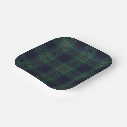 Green Navy Plaid  Pappteller (Gewinkelt)