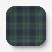 Green Navy Plaid  Pappteller (Vorderseite)