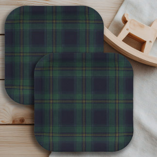 Green Navy Plaid Pappteller