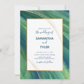 Green, Navy und Gold Artistic, Earthy Einladung (Vorderseite)