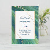 Green, Navy und Gold Artistic, Earthy Einladung (Stehend Vorderseite)