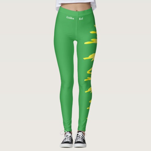Green Nebraska Staat Goldenrod Blume Leggings (Vorderseite)