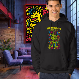 Green Neon Alien - Funky Smiling Pop Art Character T-Shirt