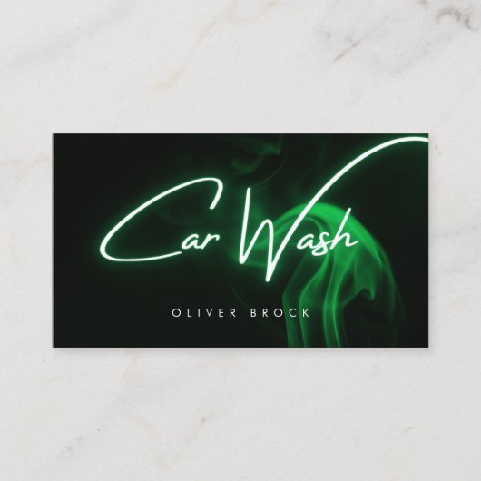Green Neon Auto Detection & Car Wash Visitenkarte (Vorderseite)