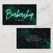 Green Neon Barbershop Friseur Visitenkarte (Vorne/Hinten)