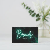 Green Neon Braids Business Card Visitenkarte (Stehend Vorderseite)