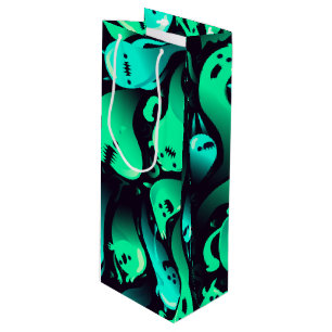 Green Neon Ghost Pattern Geschenktüte Für Weinflaschen