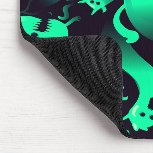 Green Neon Ghost Pattern Mousepad (Ecke)