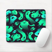 Green Neon Ghost Pattern Mousepad (Mit Mouse)