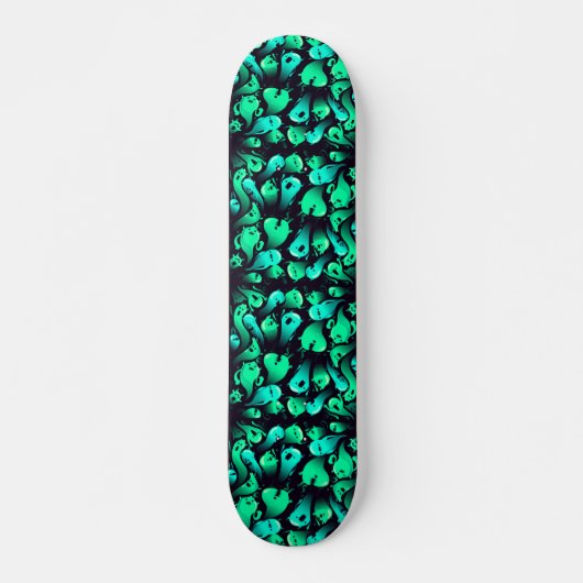 Green Neon Ghost Pattern Skateboard (Vorne)