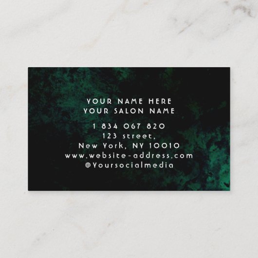 Green Neon Hair Salon Visitenkarte (Rückseite)