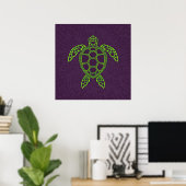 Green Neon Lava Sea Turtle Design Poster (Heimbüro)