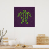 Green Neon Lava Sea Turtle Design Poster (Küche)