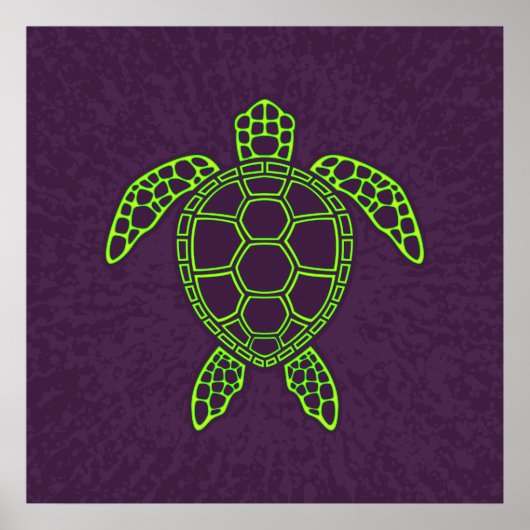Green Neon Lava Sea Turtle Design Poster (Vorne)