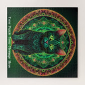 Green Neon Mandala Majesty Puzzle (Horizontal)