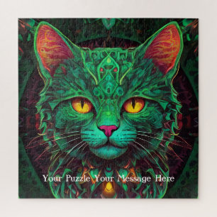 Green Neon Mandala Majesty Puzzle