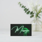 Green Neon Massage Therapeut Handgeschriebenes Skr Visitenkarte (Stehend Vorderseite)