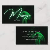 Green Neon Massage Therapeut Handgeschriebenes Skr Visitenkarte (Vorne/Hinten)