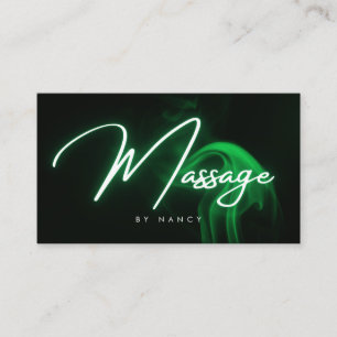 Green Neon Massage Therapeut Handgeschriebenes Skr Visitenkarte