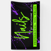 Green Neon Nail Salon Lila Begrüßungszeichen Banner (Vertikal)