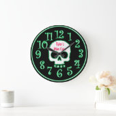 Green Neon Skull Custom Große Wanduhr (Zuhause)