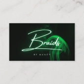 Green Neon & Smoke Braids Handgeschriebenes Skript Visitenkarte (Vorderseite)