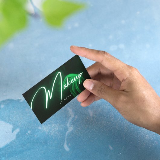 Green Neon & Smoke Makeup Handgeschriebenes Skript Visitenkarte
