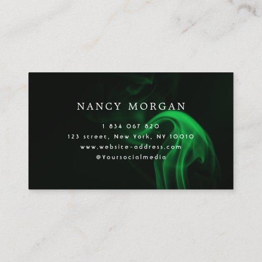 Green Neon & Smoke Nails / Nail Tech Script Visitenkarte (Rückseite)