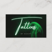 Green Neon & Smoke Tattoos Handgeschriebenes Skrip Visitenkarte (Vorderseite)