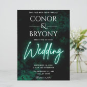 Green Neon Wedding Einladung (Stehend Vorderseite)