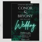 Green Neon Wedding Einladung (Vorne/Hinten)