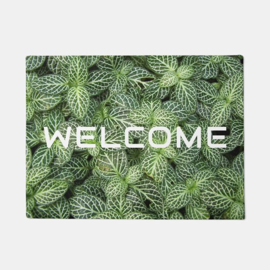 Green Nerve Pflanze Blätter Blumengrün Willkommen Fußmatte (Vorderseite)