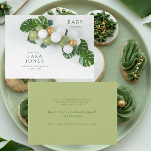 Green Neutral Balloon Arch Baby Dusche Einladung