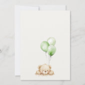Green Neutral Bearly Wait Balloon Baby Shower Einladung (Rückseite)