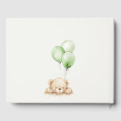 Green Neutral Bearly Wait Balloon Baby Shower Gästebuch (Rückseite)