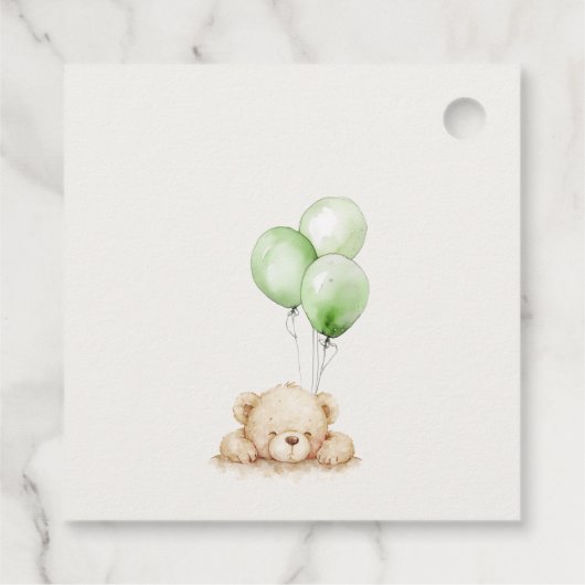 Green Neutral Bearly Wait Balloon Baby Shower Geschenkanhänger (Rückseite)