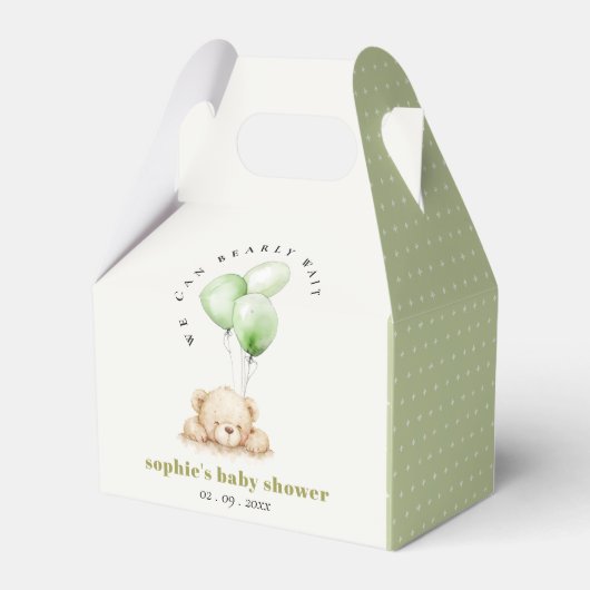 Green Neutral Bearly Wait Balloon Baby Shower Geschenkschachtel (Rückseite)
