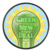 Green New Deal Light Bulb Eishockey Puck (Vorderseite)