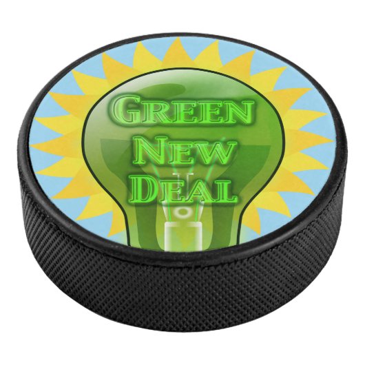 Green New Deal Light Bulb Eishockey Puck (3/4)