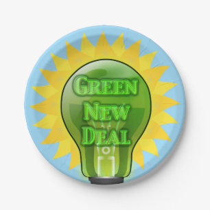 Green New Deal Light Bulb Pappteller