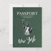 Green New York City Passport Save the Date (Vorderseite)