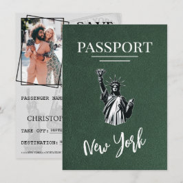 Green New York City Passport Save the Date