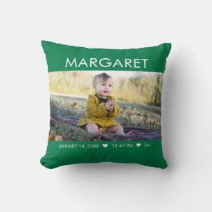 Green Newborn Baby Foto Keepake Kissen