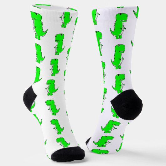Green Niedlich Dino White Socken (Gewinkelt)